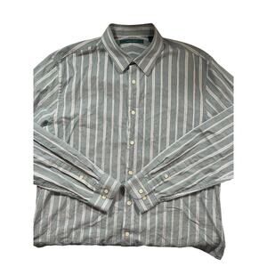 Perry Ellis Mens Blue & White Striped Dress Shirt XL